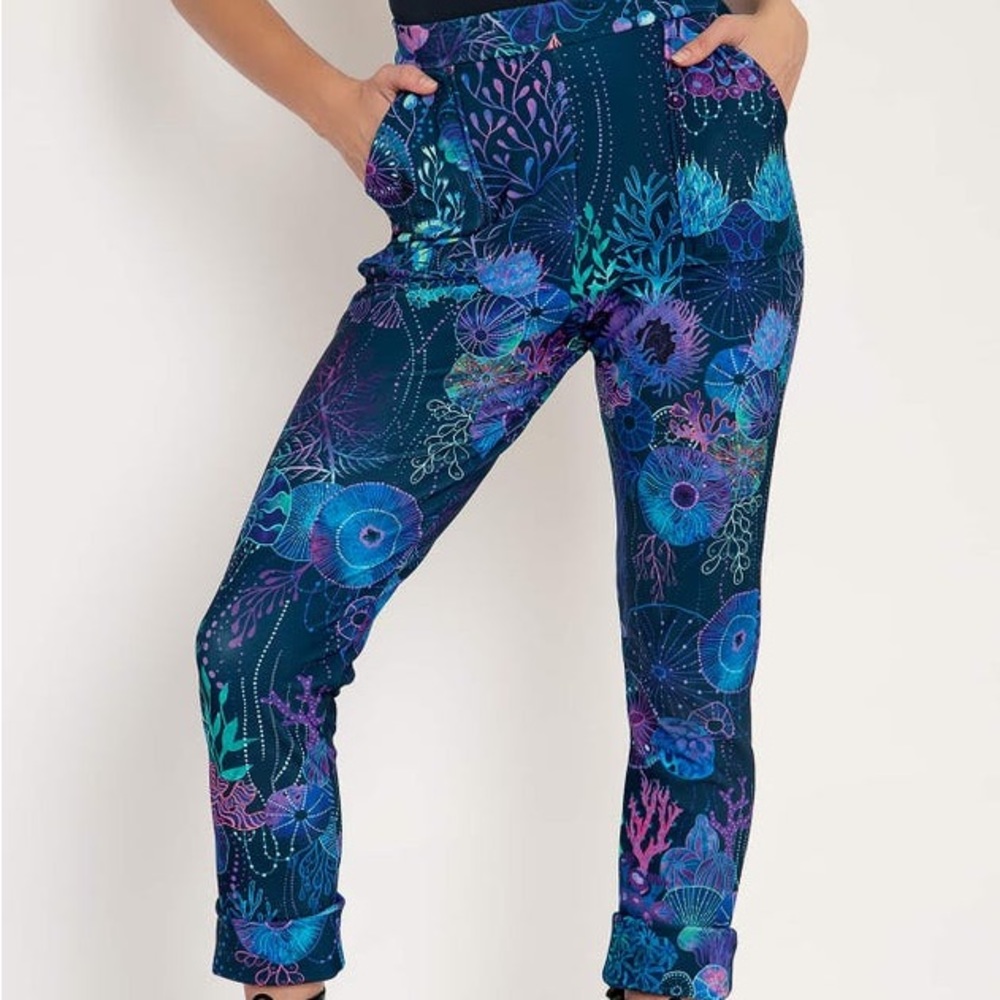 Blackmilk Floral Coral Cuffed Pants